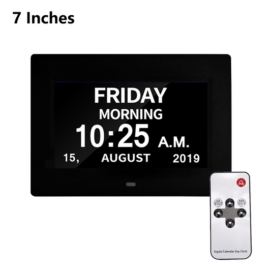 PORIYA 7/8‘’LED Dementia Digital Calendar Clock Alarm Day/Week/Month/Year Extra Large