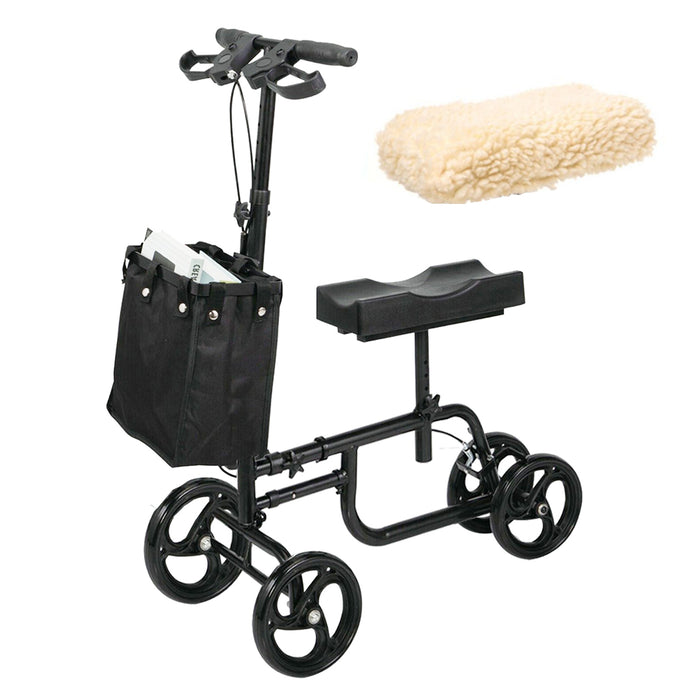 Foldable Knee Walker Scooter Mobility Alternative Crutches Wheelchair w/ Basket