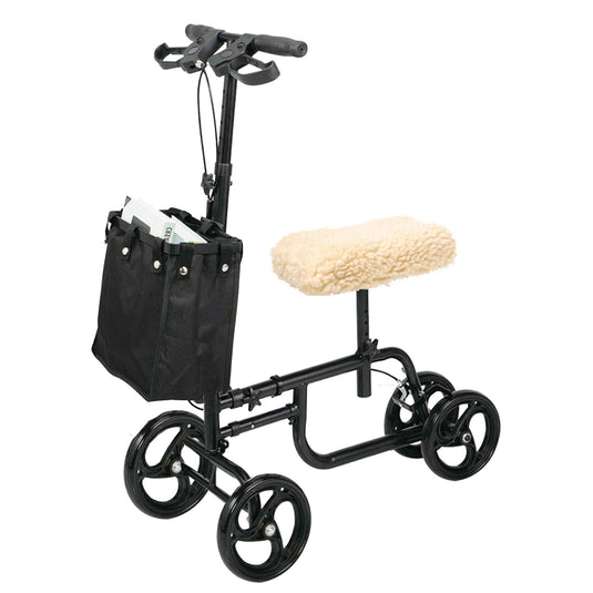 Foldable Knee Walker Scooter Mobility Alternative Crutches Wheelchair w/ Basket