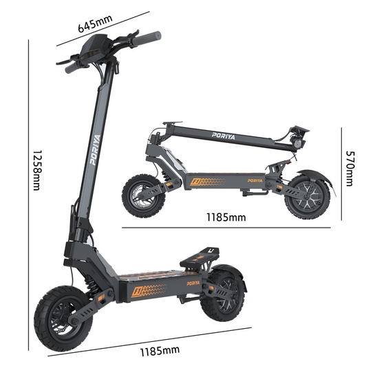 PORIYA 11" Electric Scooter 2000W 50KM 65KM/H Off-Road Adult E-Bike E-Scooter