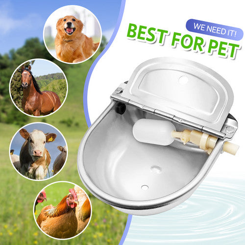 Load image into Gallery viewer, PORIYA Stainless Pipe Water Trough Bowl Auto Drinking For Dog Horse Chicken Auto Fill
