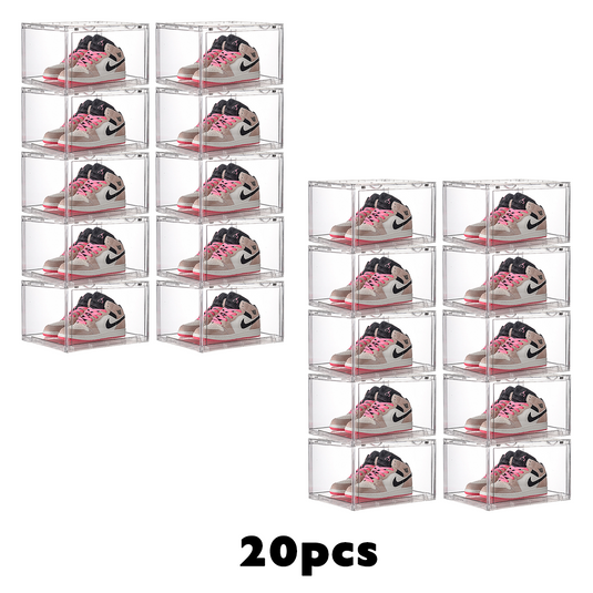 PORIYA 2-20pcs Clear Acrylic Stackable Boxes Shoes Clothes Toy Display DIY Storage Box