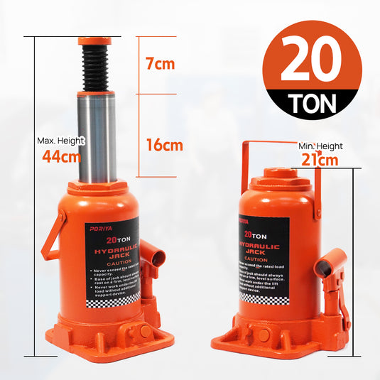 PORIYA 10/12/20 Ton Bottle Jack Hydraulic Lifter Heavy Duty Car Safety Valve 4WD
