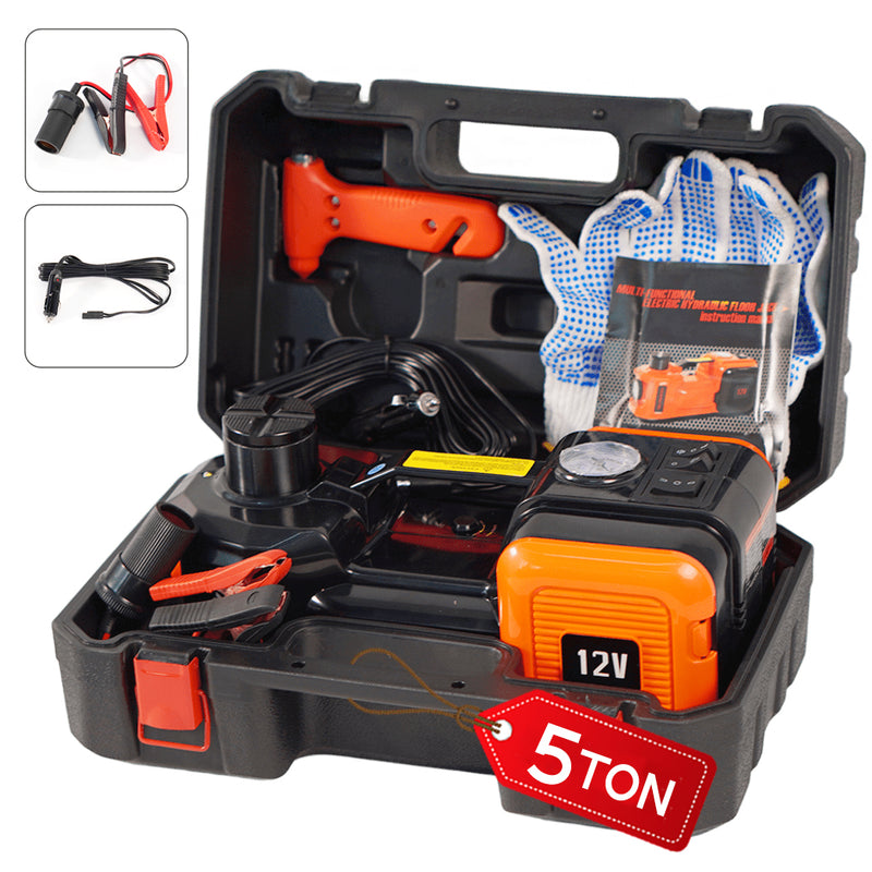 Load image into Gallery viewer, PORIYA  Electric Hydraulic Floor Jack 5Ton car 12V w/Impact Wrench Inflator Pump
