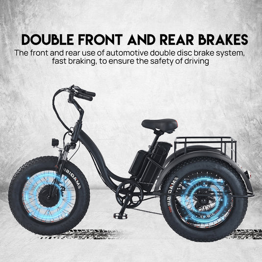 1500W Electric Tricycle escooter Urban City Bicycle Rechargeable 20" Fat Tyre
