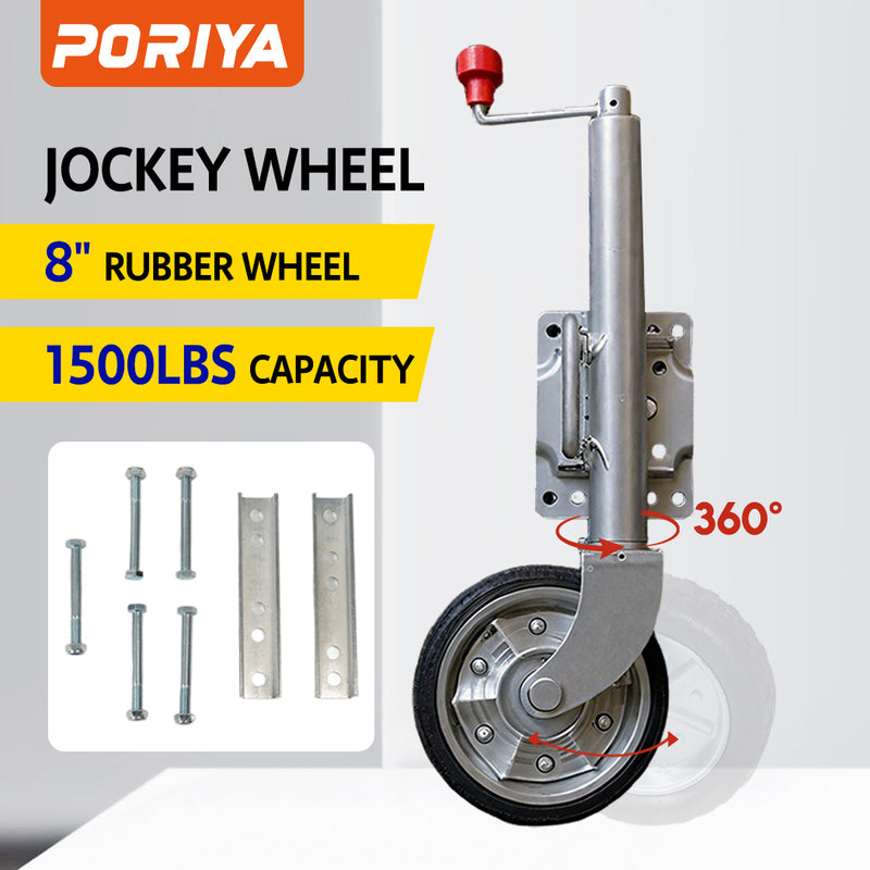 Load image into Gallery viewer, PORIYA 6'' 8'' 10" Jockey Wheel Swing Up Solid Wheel 1000kg Caravan Boat Trailer
