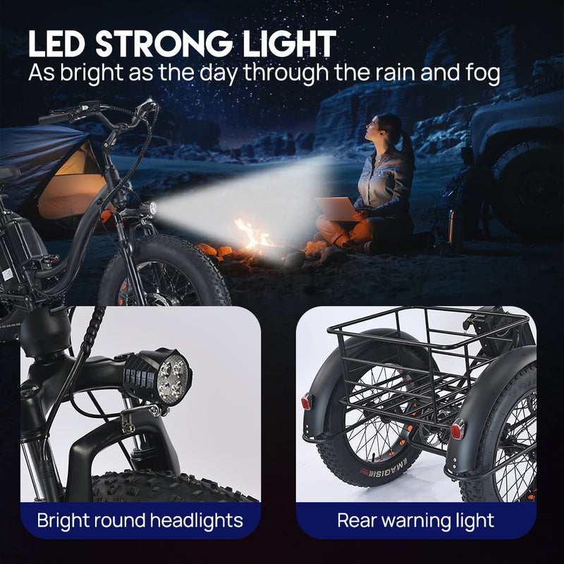 Load image into Gallery viewer, 1500W Electric Tricycle escooter Urban City Bicycle Rechargeable 20&quot; Fat Tyre
