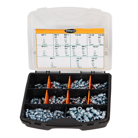 PORIYA 220/280pcs Hydraulic Grease Nipple Metric Imperial Mechanical Lubricant Fitting Kit