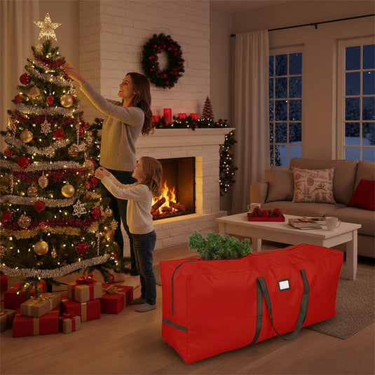 PORIYA Christmas Tree Storage Bag 1.22-1.65m Holiday Decoration Zip Oxford Heavy Duty