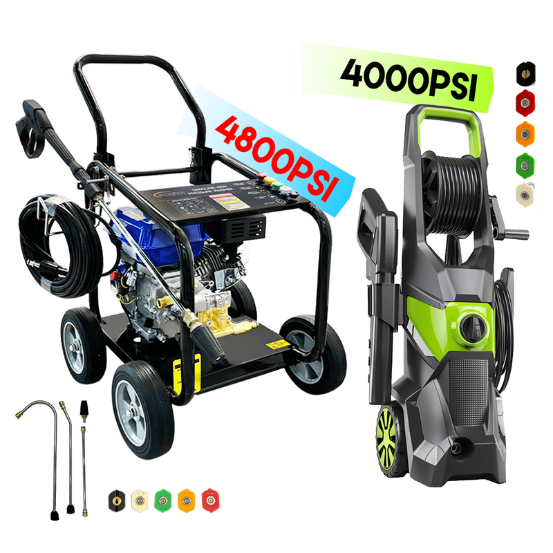 Load image into Gallery viewer, PORIYA 4800 Psi High Pressure Water Cleaner Electric Washer Gurney 10Hp Petrol 20M Hose
