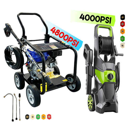 PORIYA 4800 Psi High Pressure Water Cleaner Electric Washer Gurney 10Hp Petrol 20M Hose