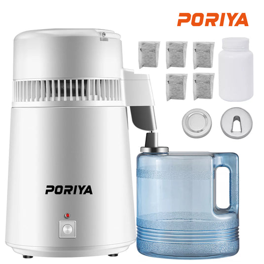 PORIYA 4L Stainless Steel Water Filter Distilled Pure Water Purifier Distiller
