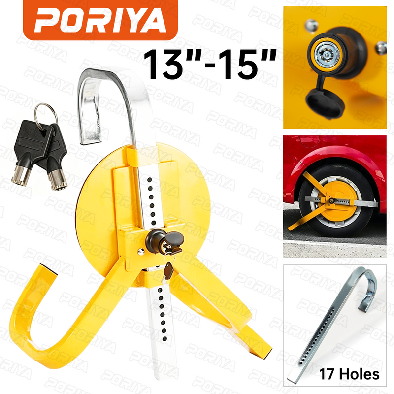 Load image into Gallery viewer, PORIYA Wheel Lock Clamp Car Caravan Trailer Security Keys Heavy Duty 13''-15''
