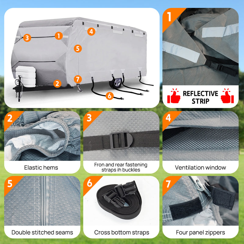 Load image into Gallery viewer, PORIYA 16-24ft Caravan Cover 4 Layer Campervan UV Resistant Waterproof With Bag
