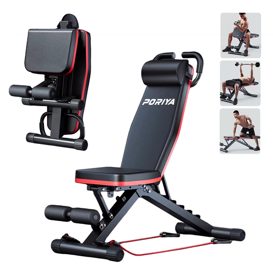 PORIYA Adjustable Dumbbell Weight Bench Full Body Workout Foldable Incline Decline Gym
