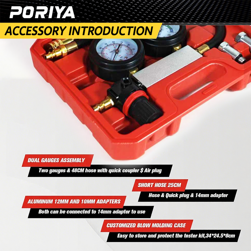 Load image into Gallery viewer, PORIYA Cylinder Leakage Detector Tester Kit Petrol Engin Cylinder Leak Down Tester Kit
