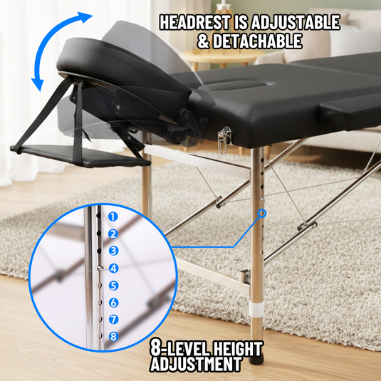 PORIYA 3-Fold Aluminum Massage Table Portable Folding Spa Beauty Therapy Massage Bed