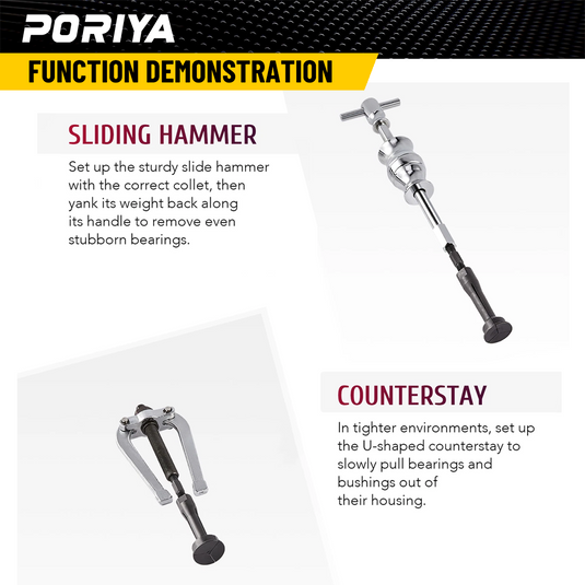 PORIYA 16PCS Blind Hole Pilot Internal Extractor Remover Bearing Puller Set with Case