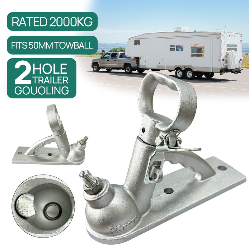 Load image into Gallery viewer, PORIYA Trailer Coupling Galvanised 2Hole Quick Release Hitch 2000kg 50mm Tow ADR 4177.3
