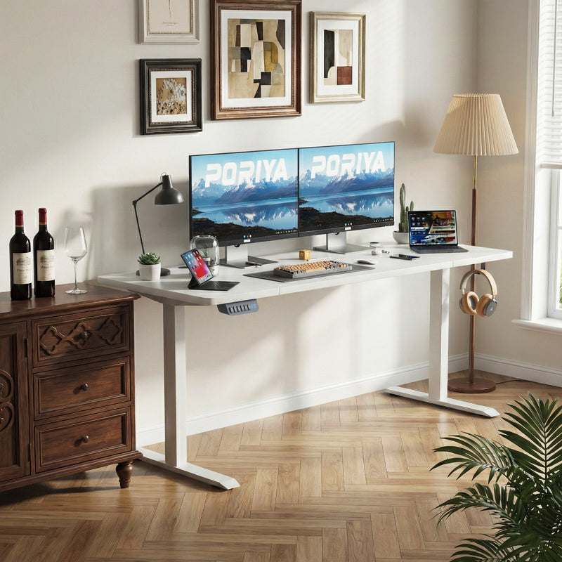 Load image into Gallery viewer, PORIYA 1.7M Electric Standing Desk Height Adjustable Home Office Computer Working Desk

