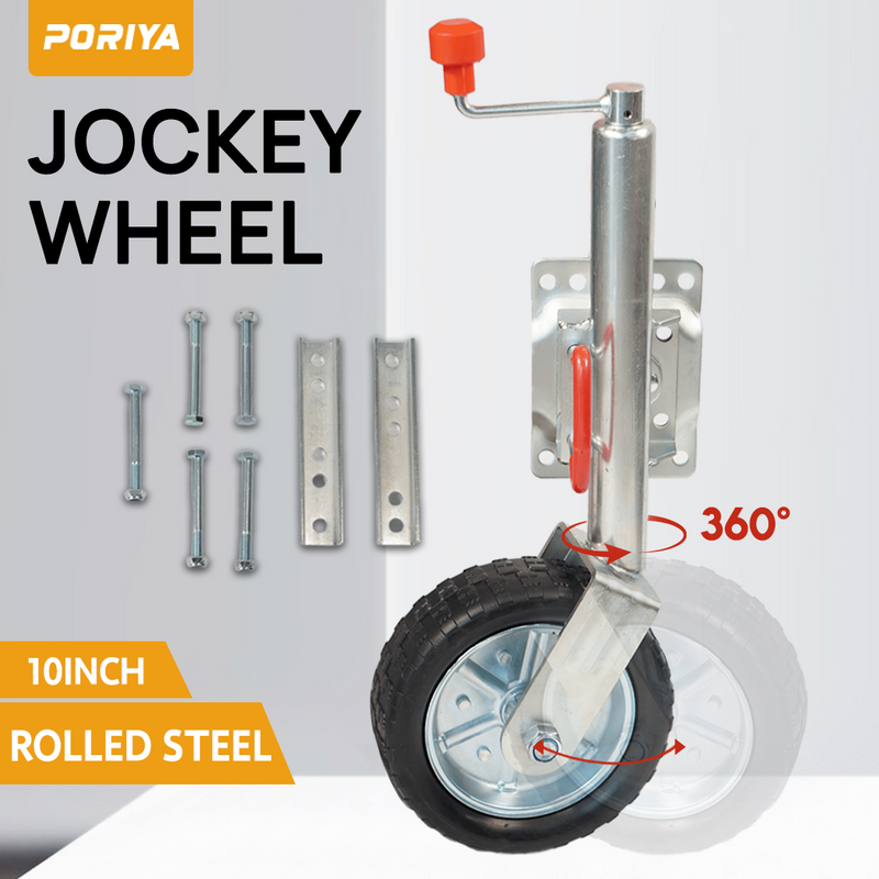 Load image into Gallery viewer, PORIYA 6'' 8'' 10" Jockey Wheel Swing Up Solid Wheel 1000kg Caravan Boat Trailer
