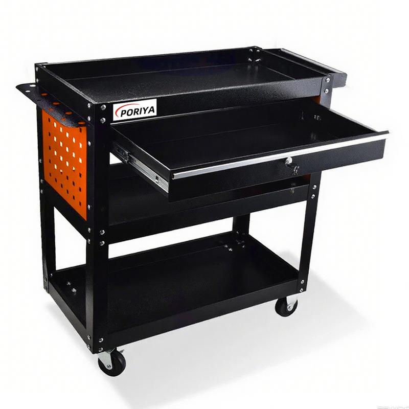 Load image into Gallery viewer, PORIYA Tool Trolley Cart Workshop Trolly on Wheels Work Mechanic Mobile Drawer
