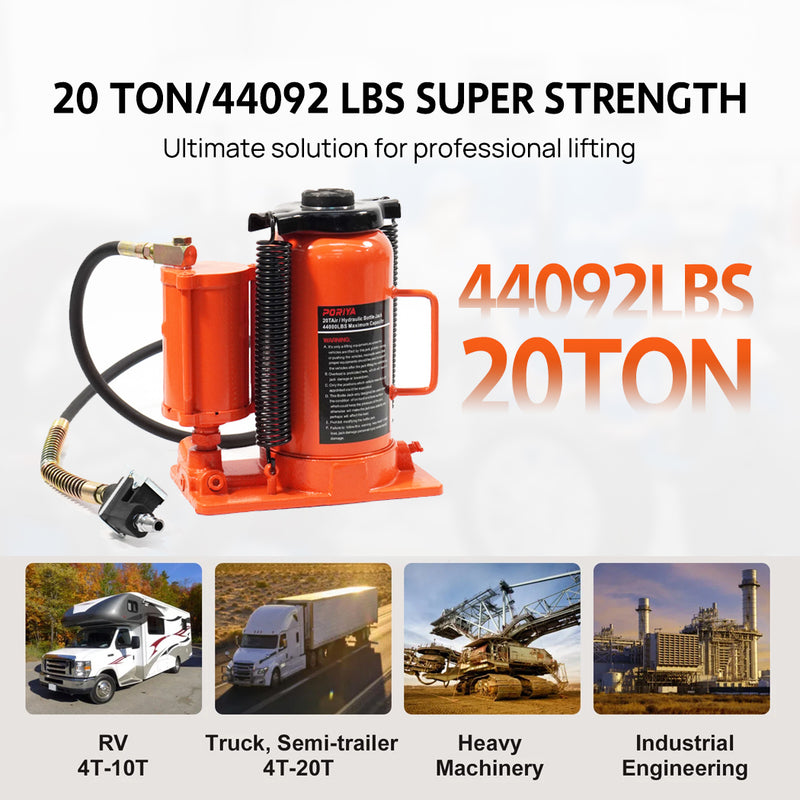 Load image into Gallery viewer, PORIYA 20 Ton Air &amp; Manual Hydraulic Bottle Jack Heavy Car Truck Lift Heavy Duty Steel
