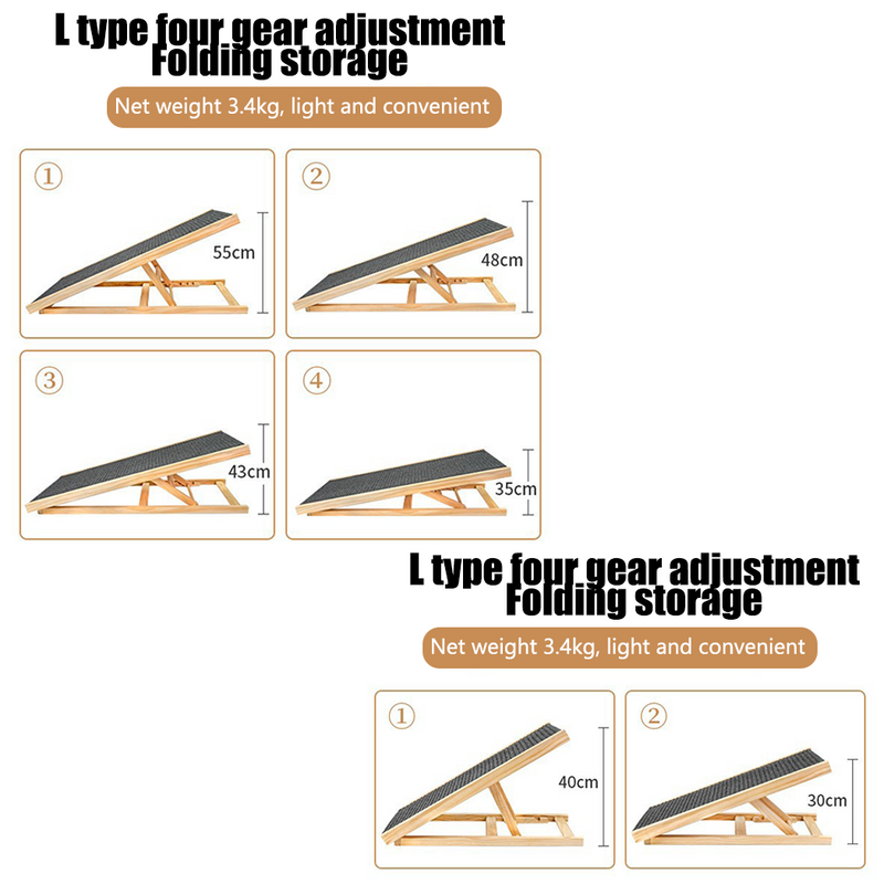 Load image into Gallery viewer, PORIYA Foldable Dog Pet Ramp Adjustable Height Dogs Stairs for Bed Sofa Car
