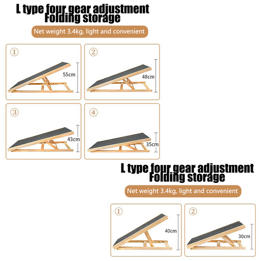 PORIYA Foldable Dog Pet Ramp Adjustable Height Dogs Stairs for Bed Sofa Car