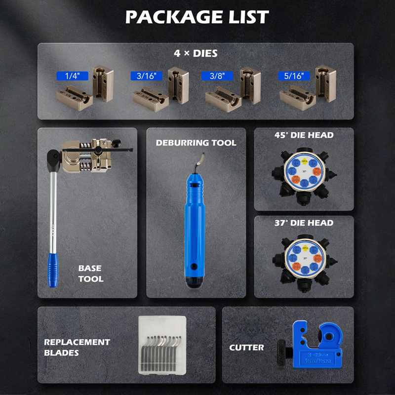 Load image into Gallery viewer, PORIYA Brake Line Flaring Tool 45°&amp;37° Single Bubble Double Flare 3/16"~3/8" Tubes
