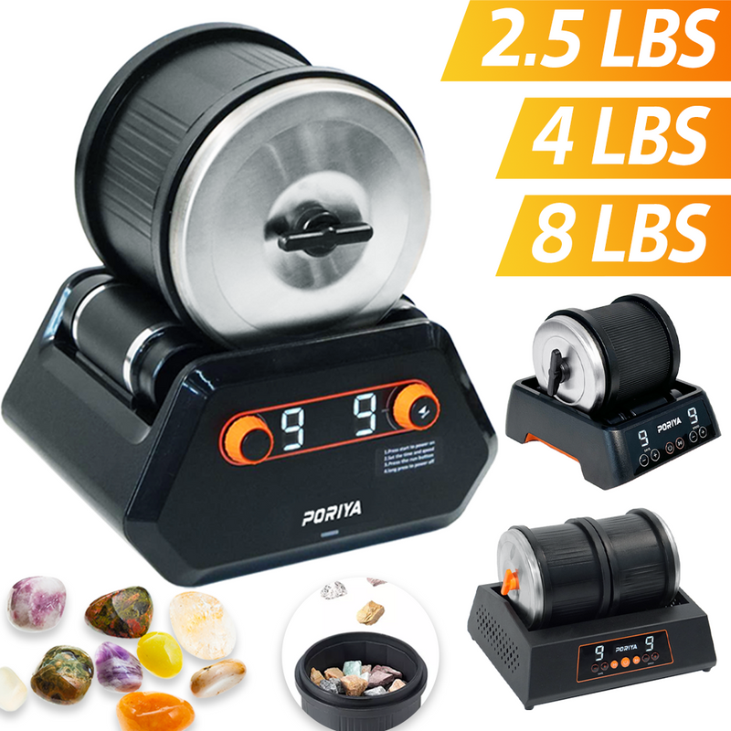 Load image into Gallery viewer, PORIYA Rock Tumbler Machine Kit Rock Polisher 9 Speeds 9-Day Timer with Grits
