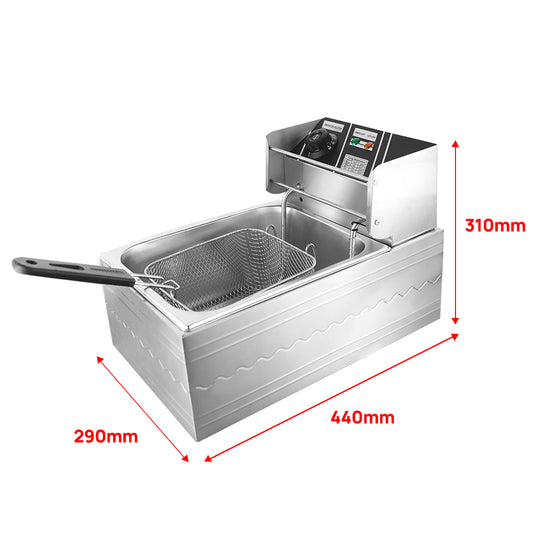 PORIYA Electric Deep Fryer 10L / 20L Commercial Bench Top Single Stainless Steel 2500W