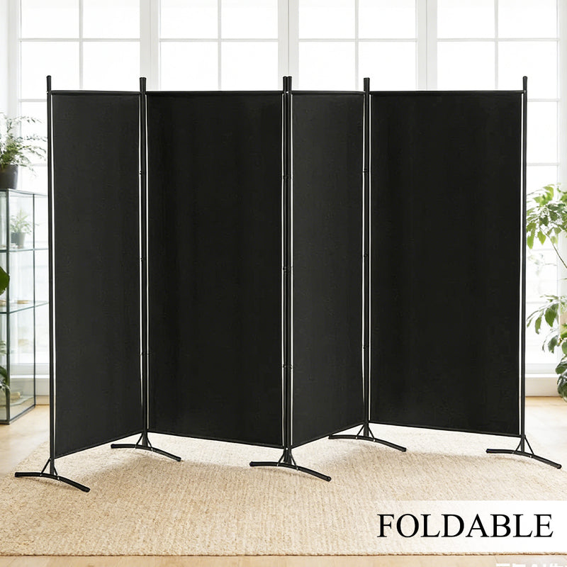 Load image into Gallery viewer, PORIYA 4-Panel Room Divider Privacy Screen Folding Steel Frame Fabric Partition Stand
