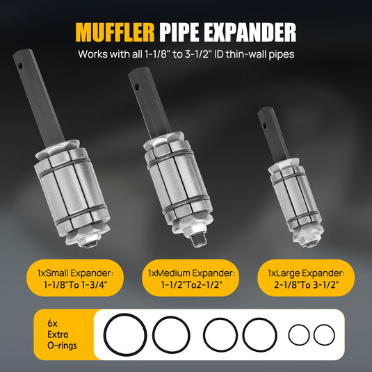 PORIYA Tail Pipe Expander Exhaust Tailpipe 3PCS Tool Set Muffler Spreader Dent Remover