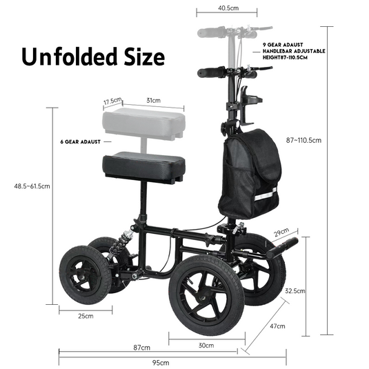 PORIYA Foldable Knee Walker Scooter Mobility Alternative Crutches Wheelchair w/ Basket