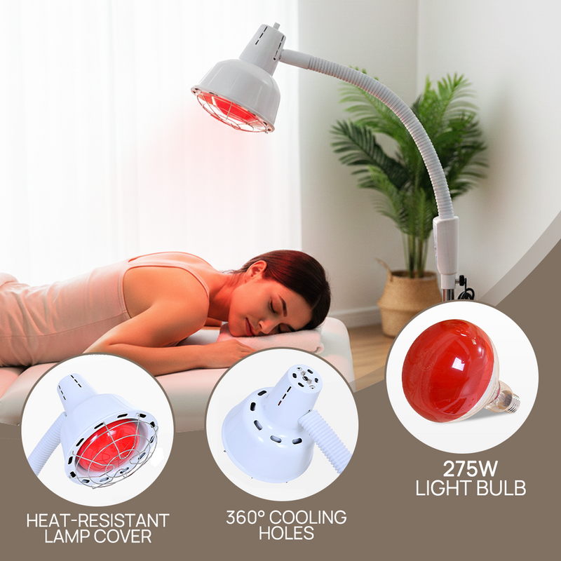 Load image into Gallery viewer, PORIYA 275W Infrared Heat Lamp Light Floor Stand Therapeutic Therapy Pain Relief E27
