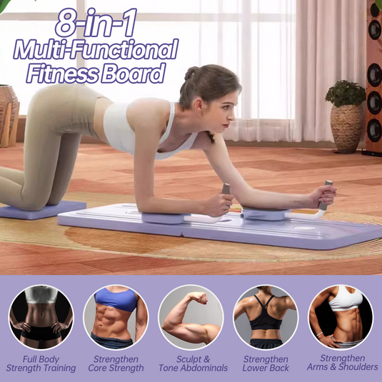 Multifunctional Abdominal Board Pilates Slide Board Gym 8-in-1 W/ 4×Push-up grip