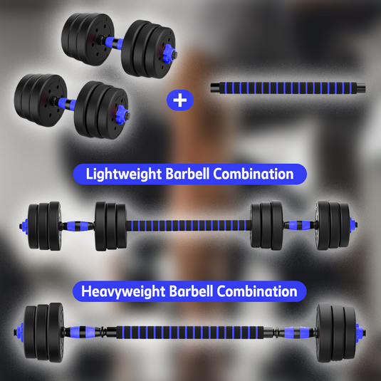 PORIYA 20kg 40kg Dumbbell Set Adjustable Barbell Kettlebell Home Gym Fitness