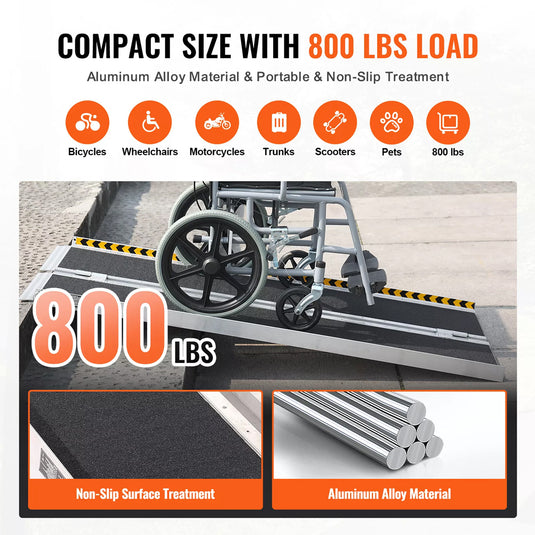 PORIYA Multi Size Aluminium Ramp Anti Slip Folding Loading Threshold  Portable Access