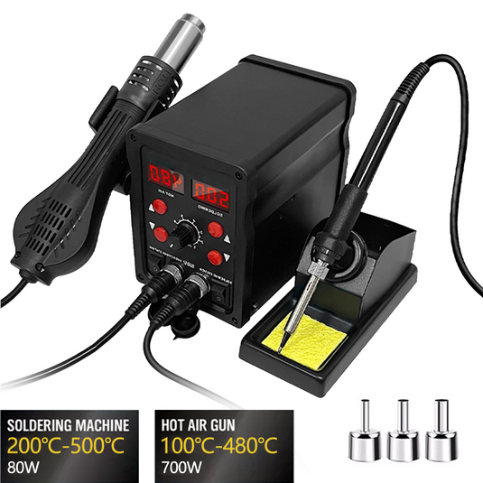 PORIYA 700W Solder Rework Station 2 in 1 Soldering Iron Kit Hot Air Heat Gun station