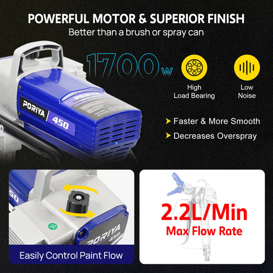 PORIYA Airless Paint Sprayer High Pressure Airless Wall Paint Spray Gun 1700W