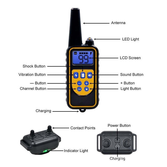 PORIYA Anti Bark Pet Dog Training Collar Remote Control Obedience Collar E-Collar USB