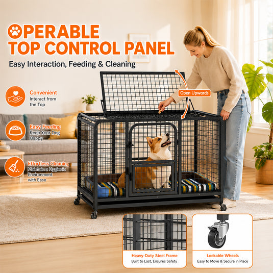 PORIYA Dog Cage Crate Large Kennel Pet Cage Cat Puppy Metal Cage 36" Playpen 4 Rounds