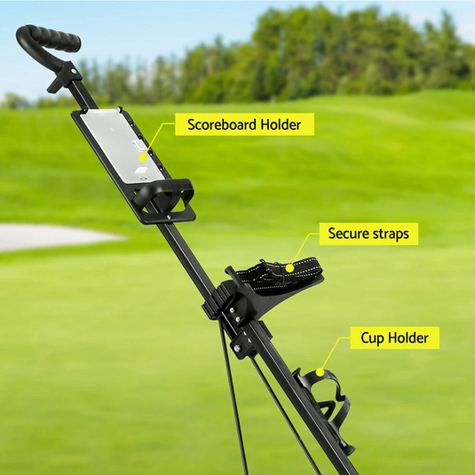 PORIYA Golf Buggy Quick Folding Trolley Golf Cart Trolley 2 Wheels Cup Holder