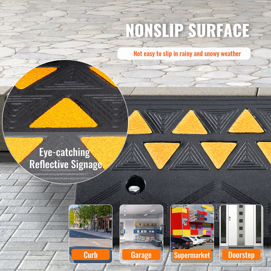 Curb Protection Ramp PORIYA Heavy Duty Rubber Curb Ramp Driveway Ramp for Curb 50x28x8cm 15