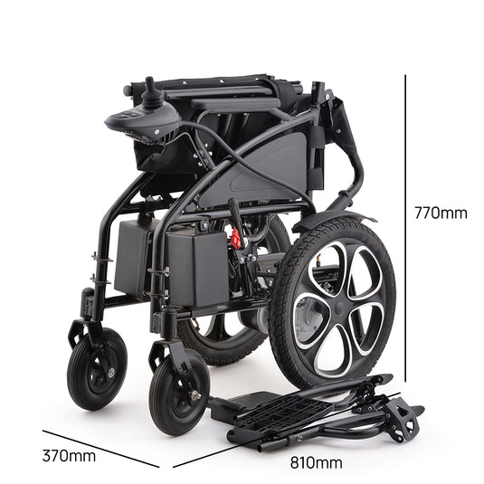 Electric Wheelchair Folding Long Range Lithium Power Motorised Foldable w/ Bag