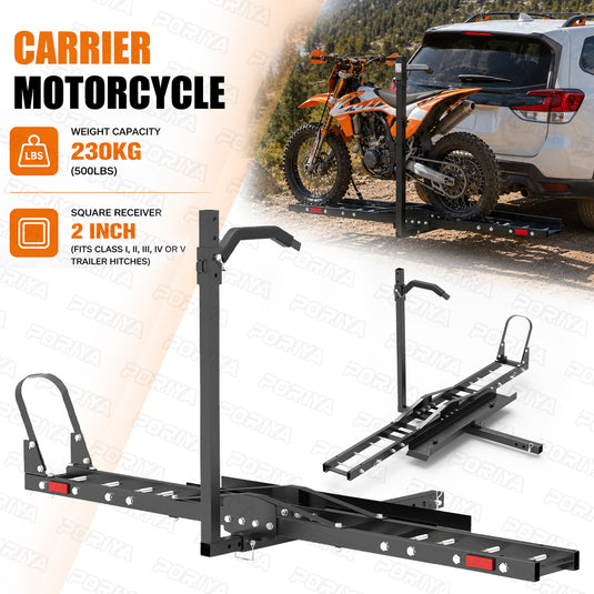 PORIYA Motorcycle Motorbike Carrier Rack 2" Towbar Arm Rack Dirt Bike Ramp Steel