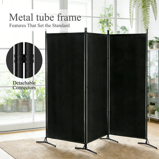 PORIYA 3-Panel Room Divider Privacy Screen Folding Steel Frame Fabric Partition Stand