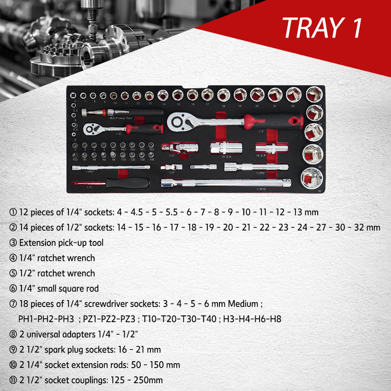 Load image into Gallery viewer, PORIYA 112pcs Tool Box Trolley Tool Set Portable Tool Kit DIY Hand Tool Set
