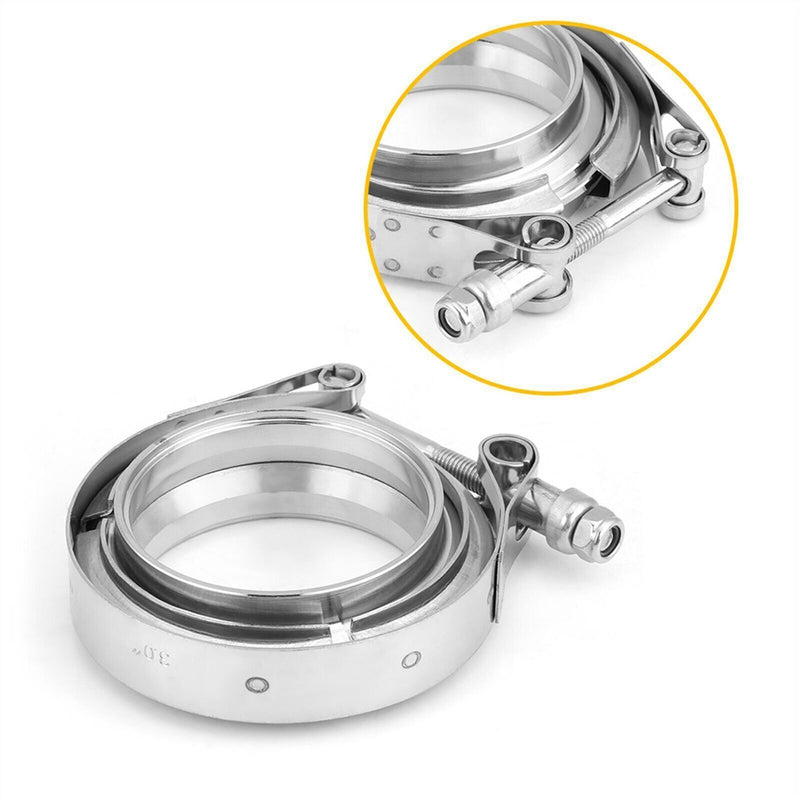 Load image into Gallery viewer, PORIYA 3" inch 76mm V-Band Vband Clamp Stainless Steel Flange Exhaust Pipe Tailpipe 2x
